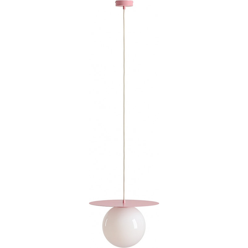Lampa wisząca Loop - szklana kula, biały/różowy | Aldex