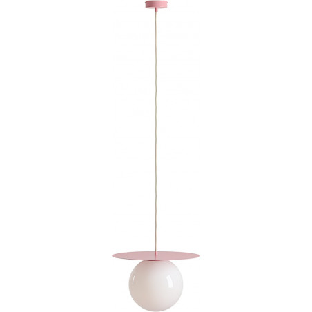 Lampa wisząca Loop - szklana kula, biały/różowy | Aldex
