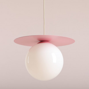 Lampa wisząca Loop - szklana kula, biały/różowy | Aldex