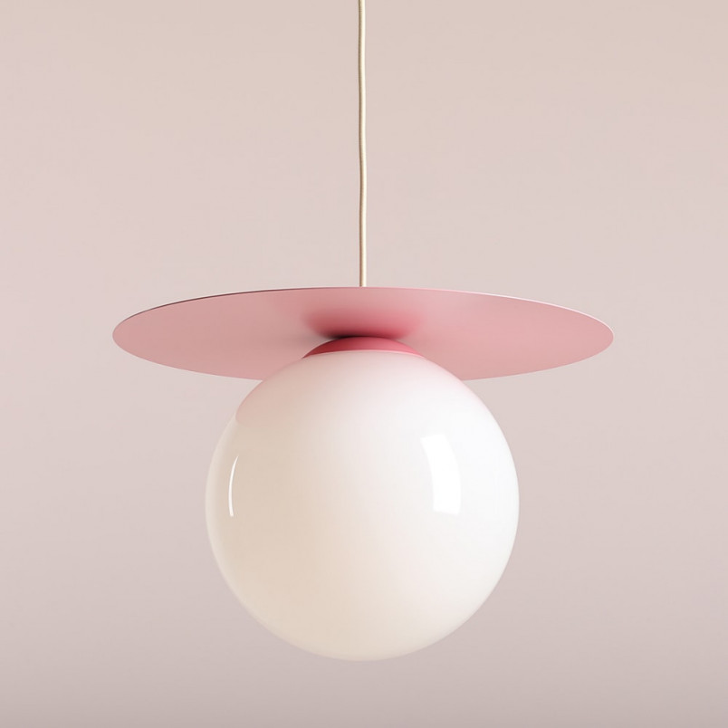 Lampa wisząca Loop - szklana kula, biały/różowy | Aldex