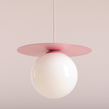 Lampa wisząca Loop - szklana kula, biały/różowy | Aldex