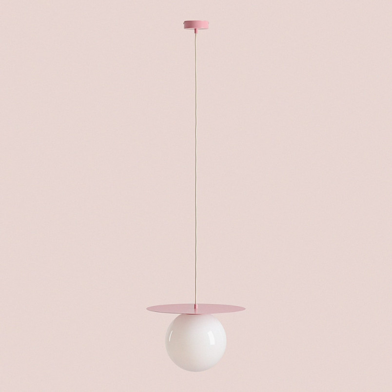 Lampa wisząca Loop - szklana kula, biały/różowy | Aldex