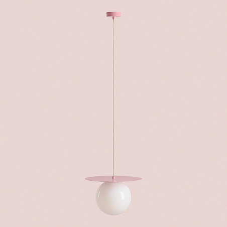 Lampa wisząca Loop - szklana kula, biały/różowy | Aldex