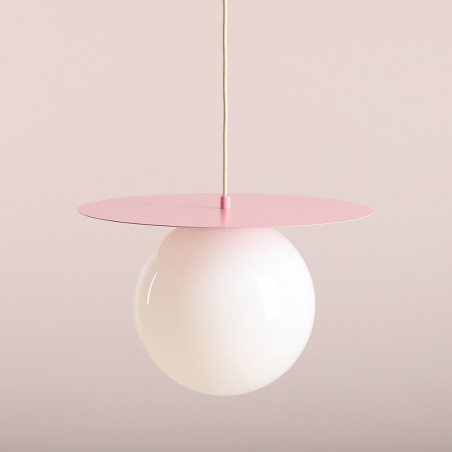 Lampa wisząca Loop - szklana kula, biały/różowy | Aldex