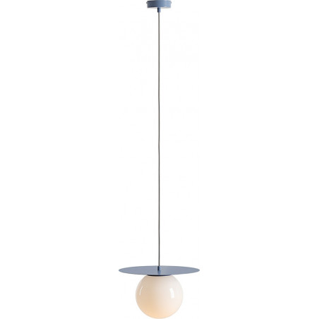 Lampa wisząca Loop szklana kula biało-niebieska | Aldex