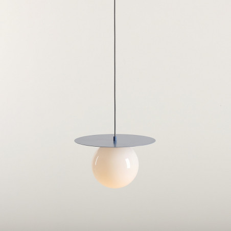 Lampa wisząca Loop szklana kula biało-niebieska | Aldex