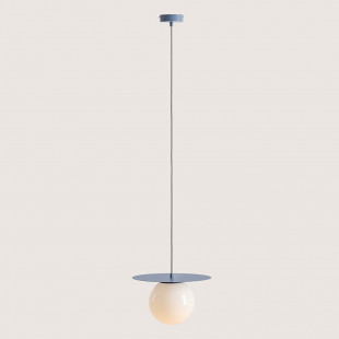 Lampa wisząca Loop szklana kula biało-niebieska | Aldex