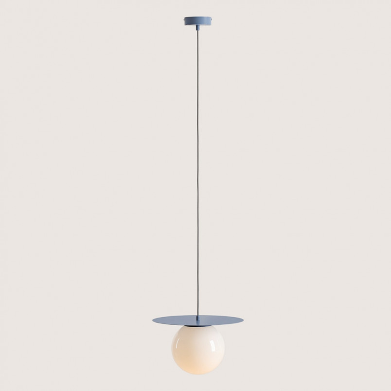 Lampa wisząca Loop szklana kula biało-niebieska | Aldex