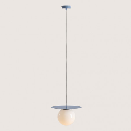 Lampa wisząca Loop szklana kula biało-niebieska | Aldex