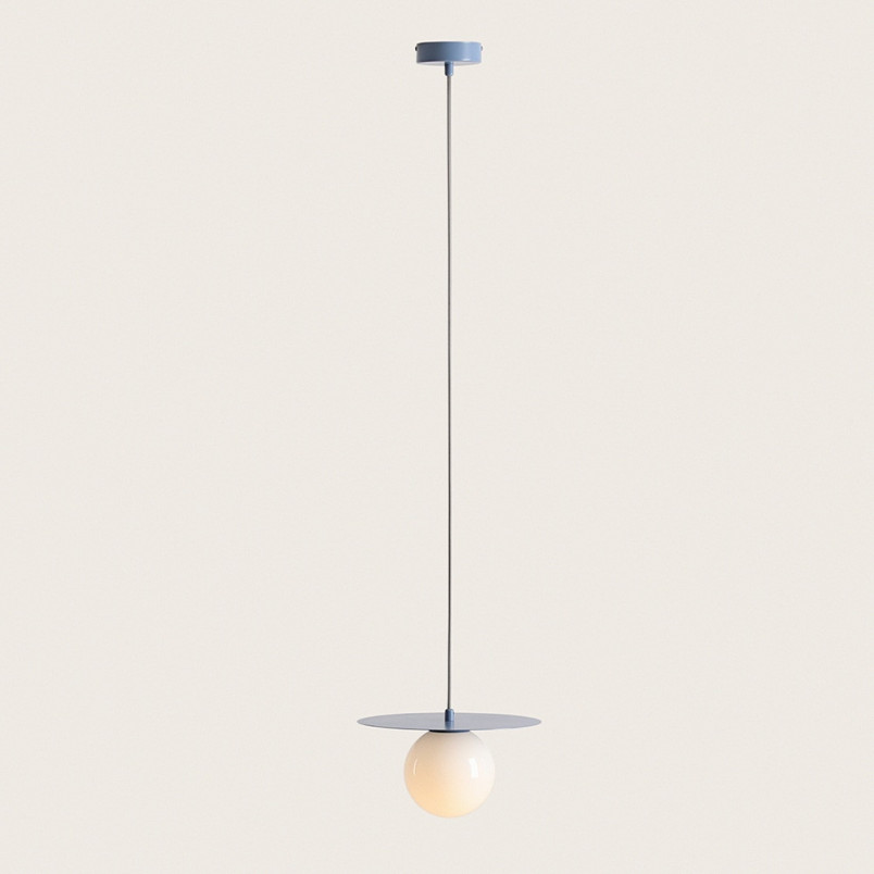 Lampa wisząca Loop - szklana kula, biały/niebieski | Aldex