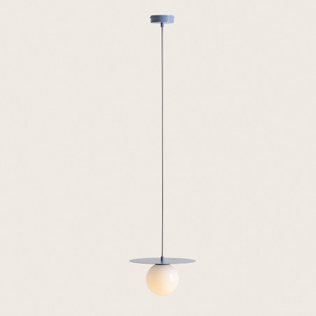 Lampa wisząca Loop - szklana kula, biały/niebieski | Aldex