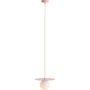 Lampa wisząca Loop - szklana kula biała/różowa | Aldex