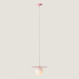 Lampa wisząca Loop - szklana kula biała/różowa | Aldex