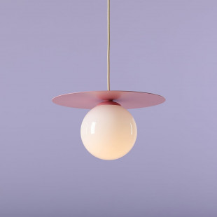 Lampa wisząca Loop - szklana kula biała/różowa | Aldex