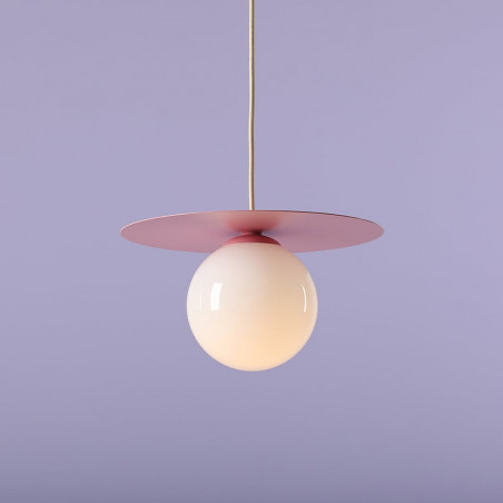 Lampa wisząca Loop - szklana kula biała/różowa | Aldex