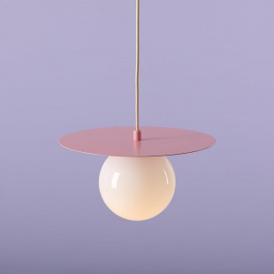 Lampa wisząca Loop - szklana kula biała/różowa | Aldex