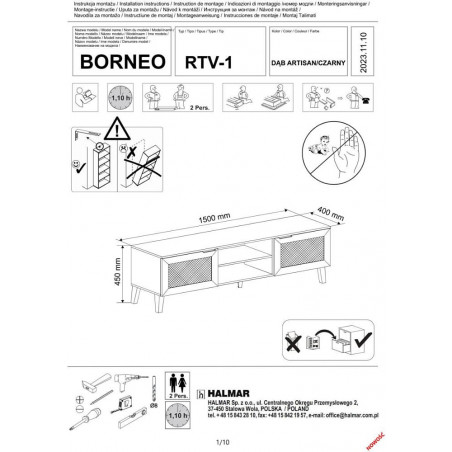 Szafka RTV Boho Borneo 150x40 dąb Halmar | Sklep meblowy