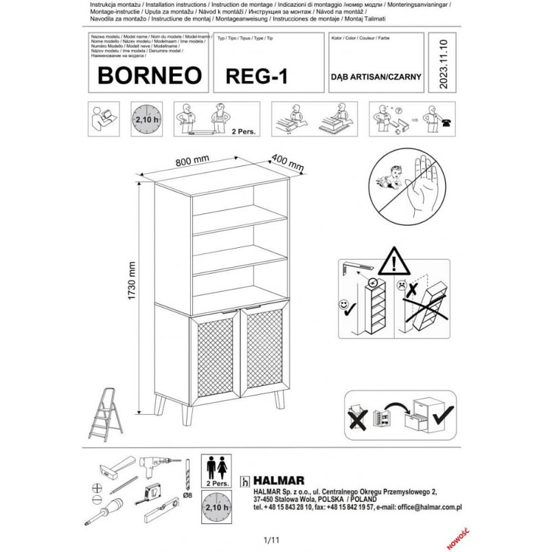 Regał zamykany Boho Borneo | Halmar - Styl i Funkcjonalność