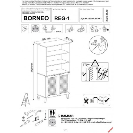 Regał zamykany Boho Borneo | Halmar - Styl i Funkcjonalność