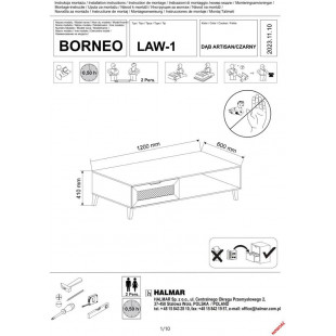 Stolik kawowy boho z szufladą Borneo 120x60cm dąb aristan Halmar