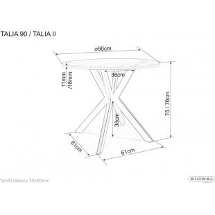 Stół okrągły loft Talia II 90cm Signal - Dąb/Czarny