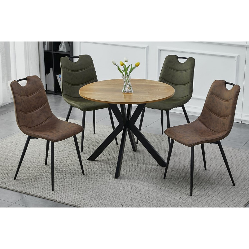 Stół okrągły loft Talia II 90cm Signal - Dąb/Czarny