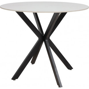 Stół okrągły ceramiczny Talia 90cm biały marmur / czarny mat Signal