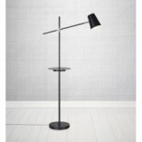 Lampa podłogowa Linear czarna z półką i USB - Markslojd