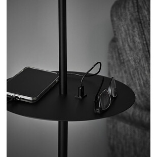 Lampa podłogowa Linear czarna z półką i USB - Markslojd
