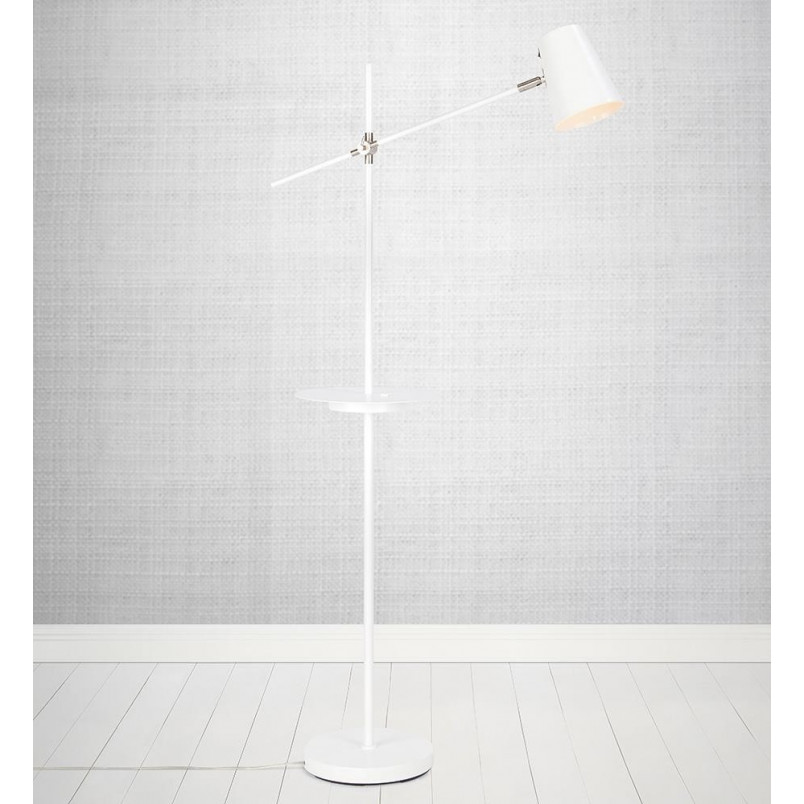 Lampa podłogowa Linear biała Markslojd - Stolik i USB