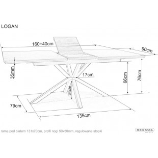 Stół rozkładany loft Logan Signal | 160x90cm orzech