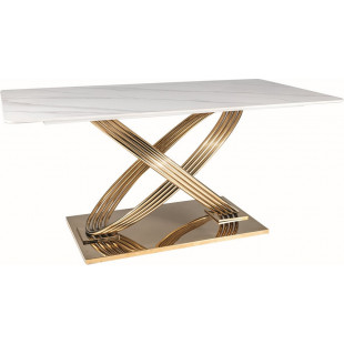 Stół ceramiczny Signal Hermes 160x90cm - Glamour, Biały Marmur, Złoty