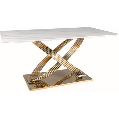 Stół ceramiczny Signal Hermes 160x90cm - Glamour, Biały Marmur, Złoty