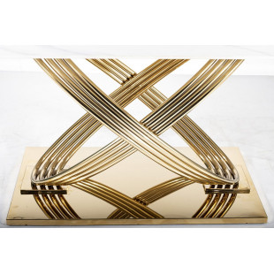 Stół ceramiczny Signal Hermes 160x90cm - Glamour, Biały Marmur, Złoty