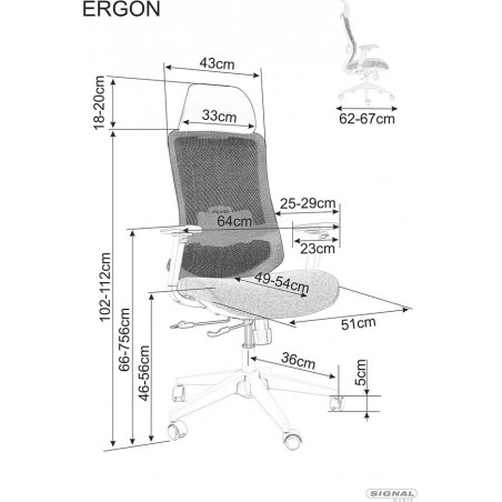 Fotel biurowy Signal Ergon - Regulacja, Komfort, Czarny