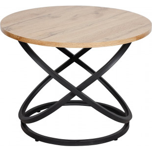 Stolik kawowy okrągły loft  Eos 60cm dąb aristan / czarny Signal