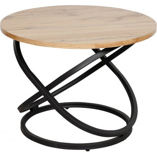Stolik kawowy okrągły loft  Eos 60cm dąb aristan / czarny Signal