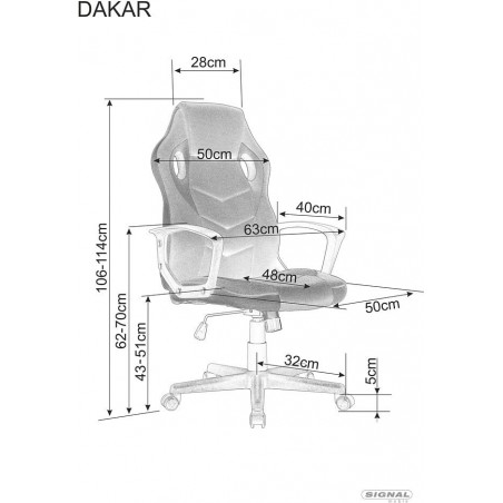 Fotel biurowy Signal Dakar - czarny/niebieski | Komfort i styl