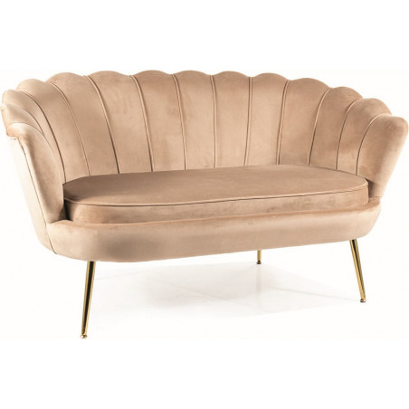 Sofa welurowa Camellia 135cm beżowa/złota - Signal | Komfort i styl