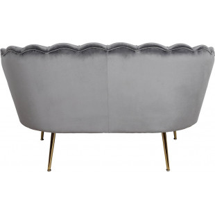 Sofa welurowa muszelka 2 osobowa Camellia Velvet 135cm szary / złoty Signal
