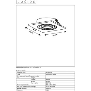 Lampa Tube Square 9cm biała Lucide - Nowoczesny spot