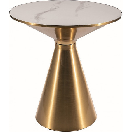 Stolik boczny glamour Aries biały/złoty - Signal | Elegancki design