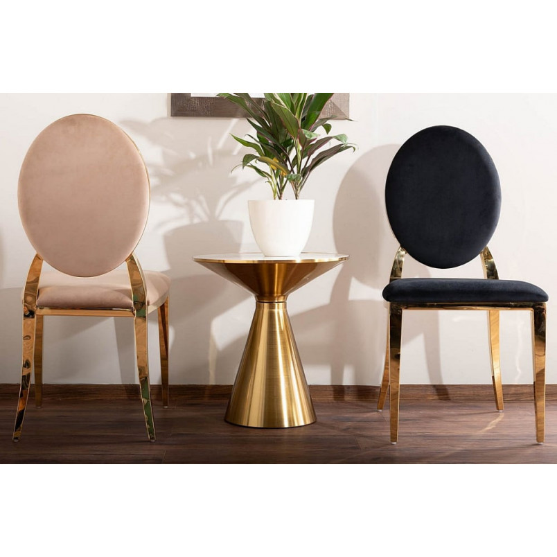 Stolik boczny glamour Aries biały/złoty - Signal | Elegancki design