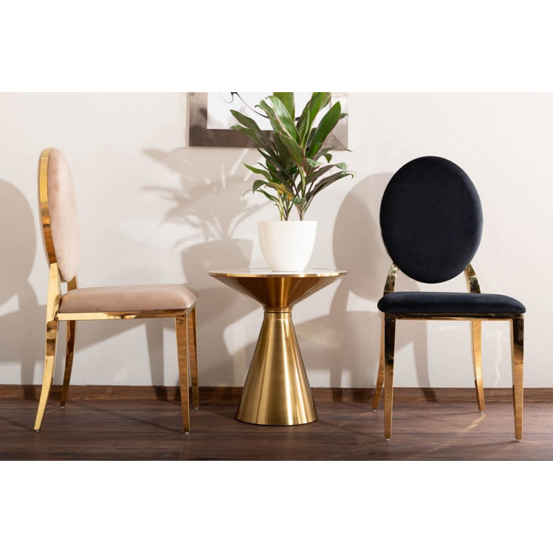 Stolik boczny glamour Aries biały/złoty - Signal | Elegancki design