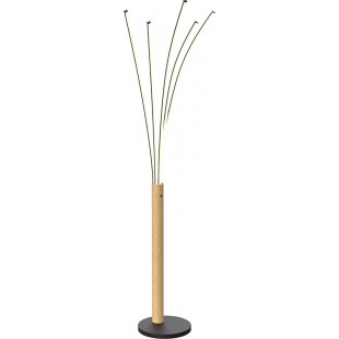 Lampa podłogowa nowoczesna z drewnem Velden LED jasne drewno / czarny mat Zumaline