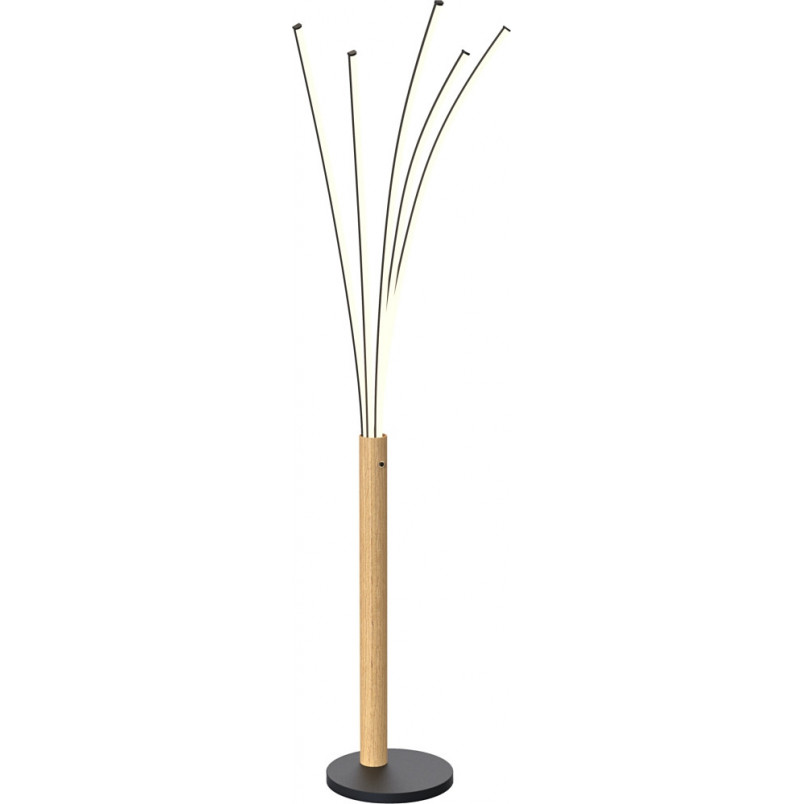 Lampa podłogowa drewno/czarny Velden LED | ZumaLine - Skandynawski Design