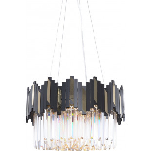 Lampa wisząca szklana modern glamour Rotta 50cm przeźroczysty / czarny / złoty Zumaline