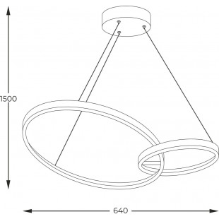 Lampa wisząca 2 okręgi Rando LED 64x26cm czarno-złota Zumaline
