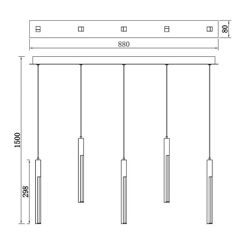 Lampa wisząca drewniana 5 punktów Eliot LED - ZumaLine