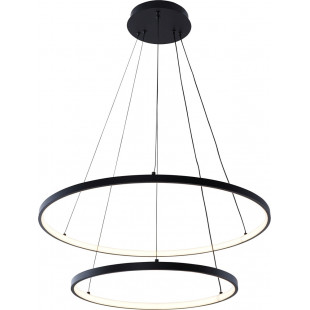 Lampa wisząca okrągła podwójna Breno LED 60cm czarna Zumaline